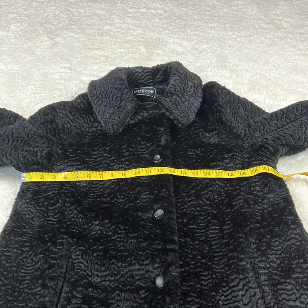Komitor retro Mod faux fur black mid length coat, size Large or XL - Picture 5 of 9
